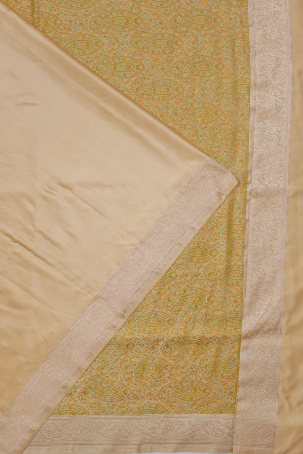 Banarasi Satin Plain Cream Saree