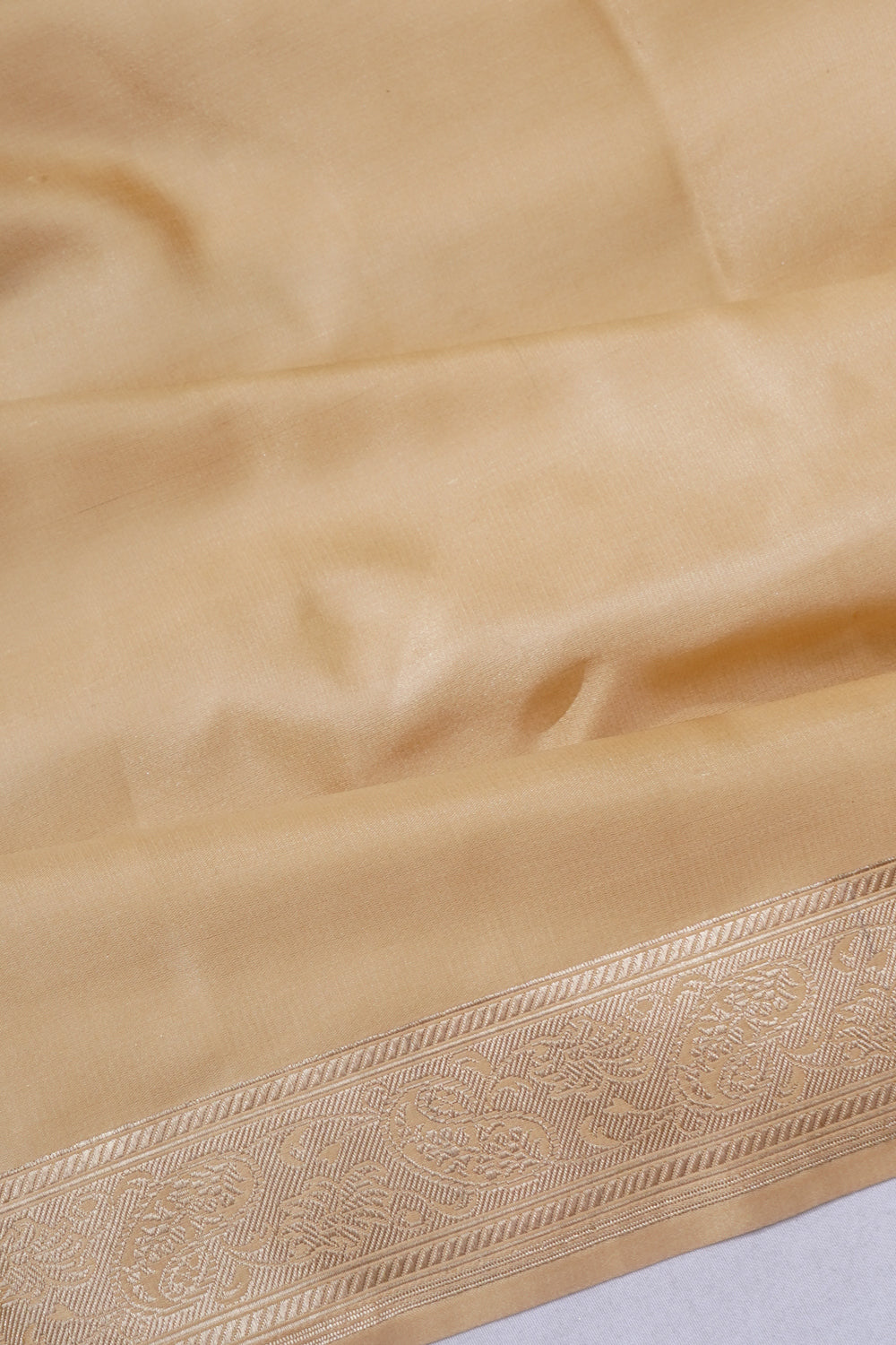 Banarasi Satin Plain Cream Saree