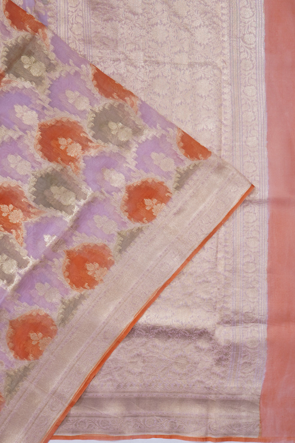 Banarasi Kora Organza Jaal Rangkat Pink Saree