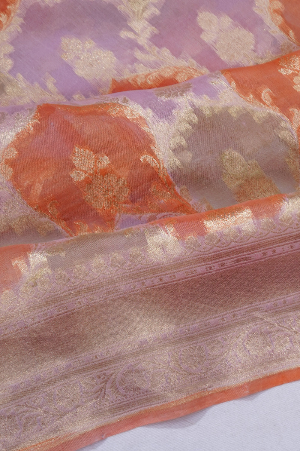 Banarasi Kora Organza Jaal Rangkat Pink Saree