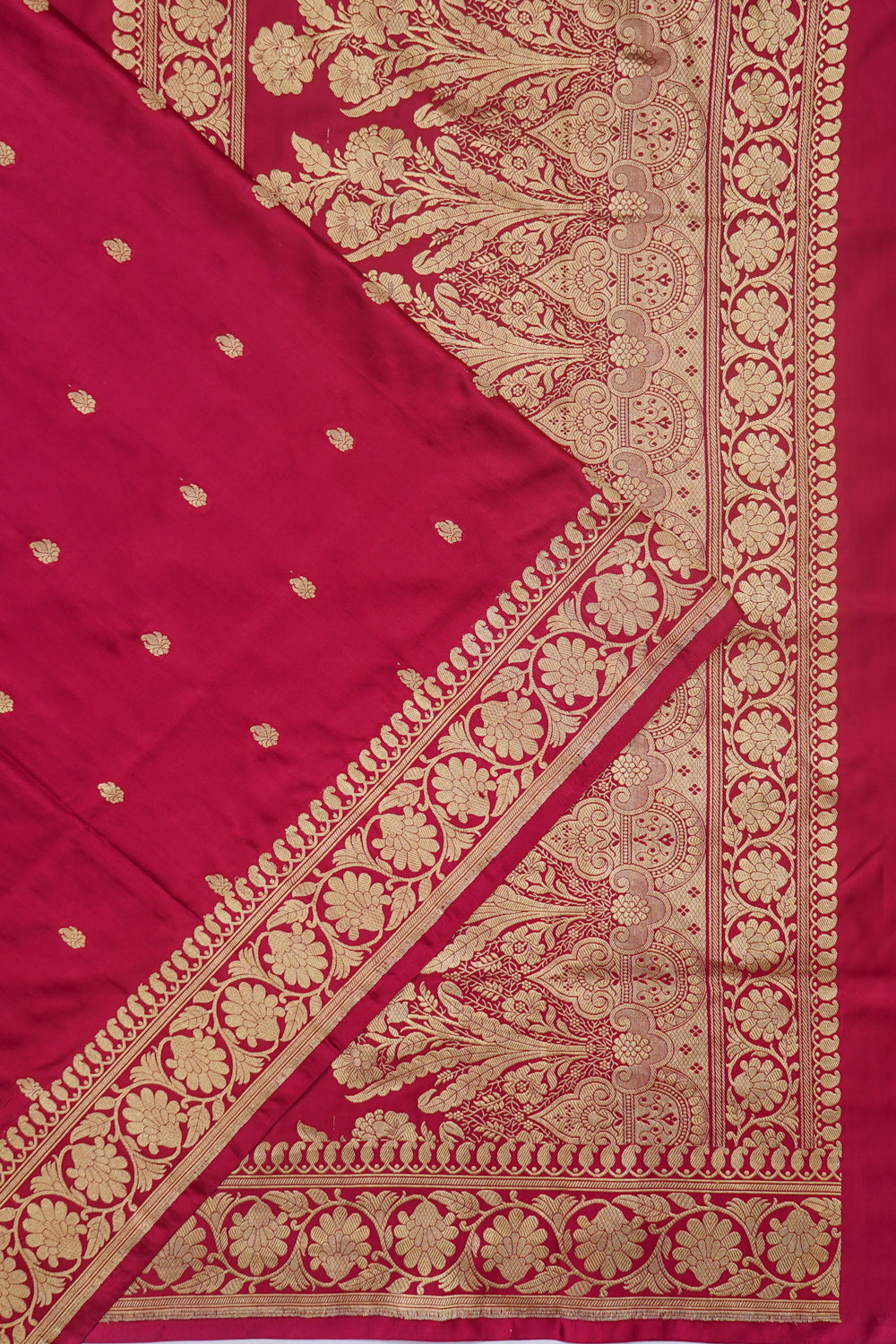 Banarasi Satin Butta Maroon Saree