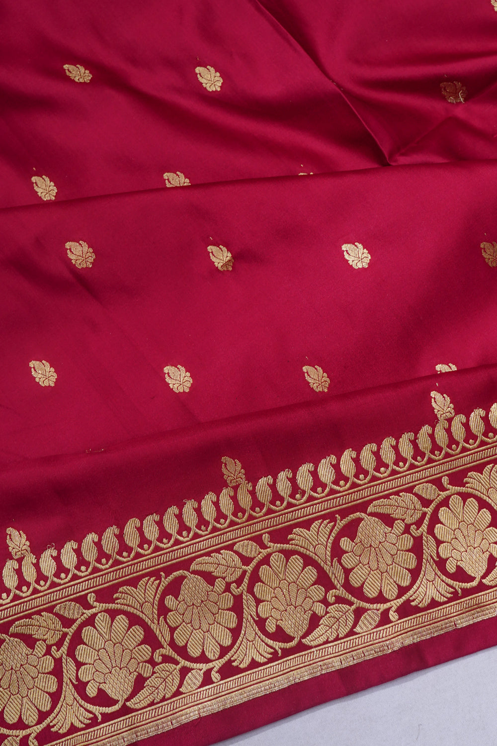 Banarasi Satin Butta Maroon Saree