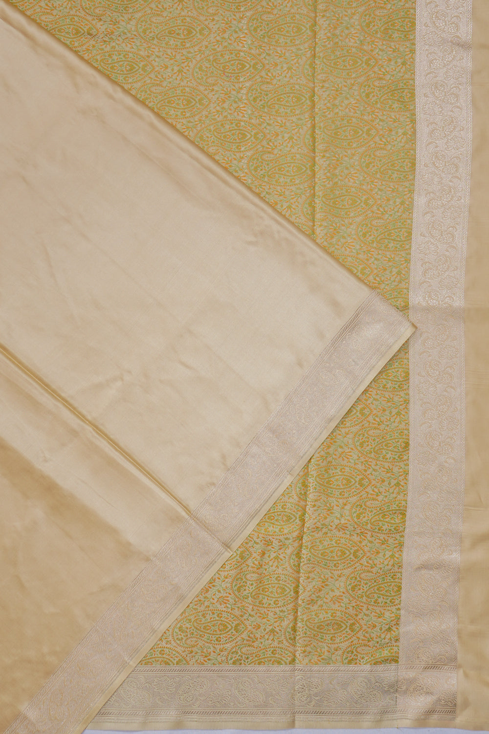 Banarasi Satin Plain Cream Saree