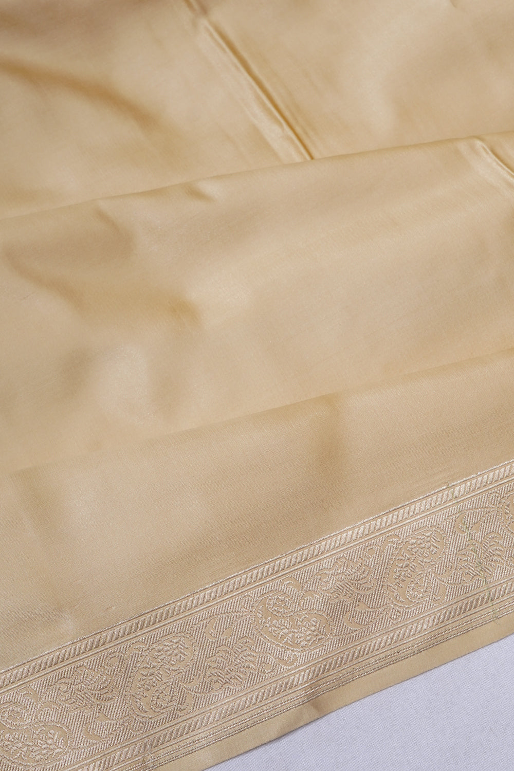 Banarasi Satin Plain Cream Saree