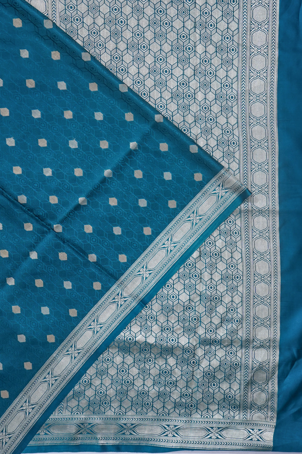 Banarasi Satin Jacquard And Butta Teal Blue Saree