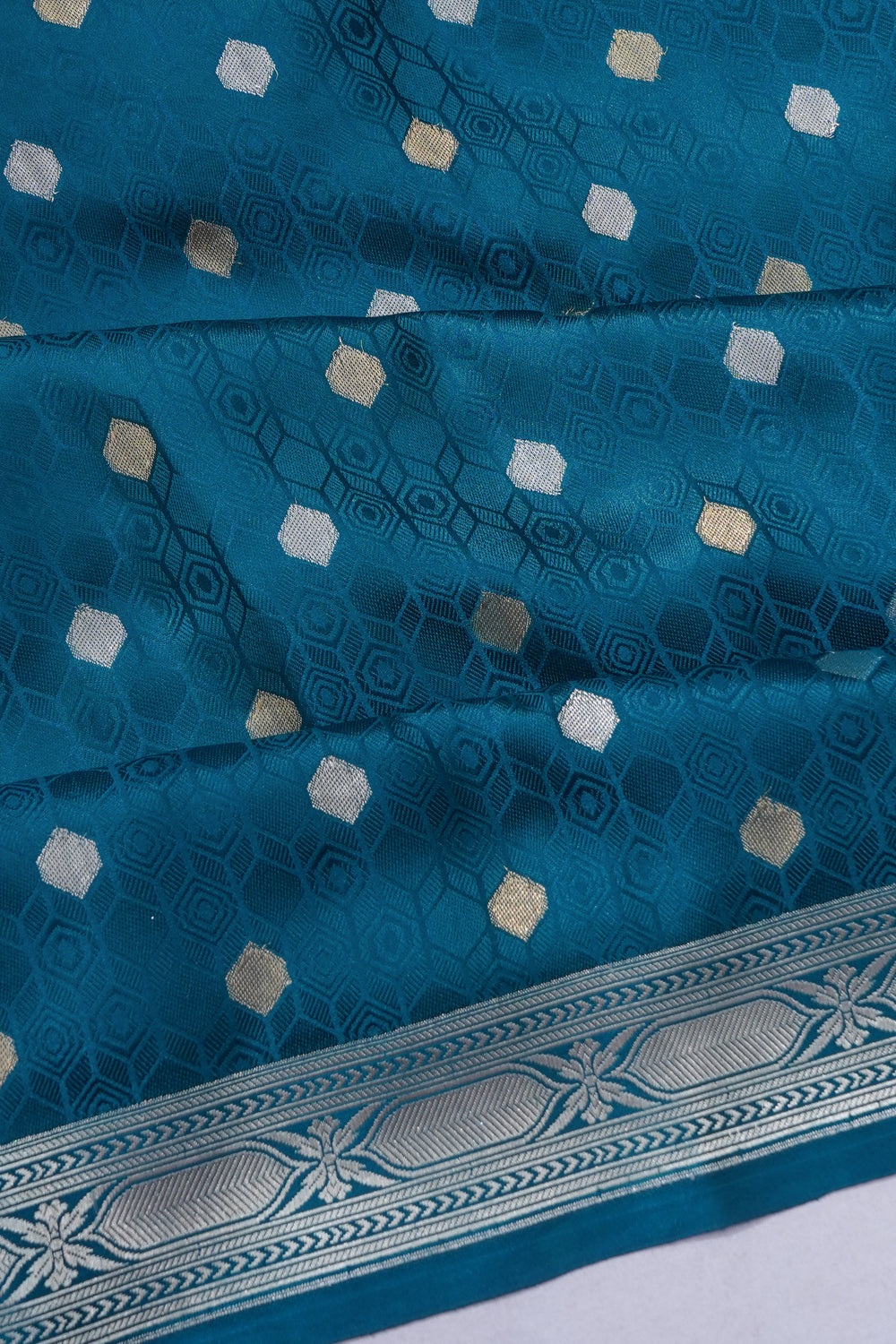 Banarasi Satin Jacquard And Butta Teal Blue Saree