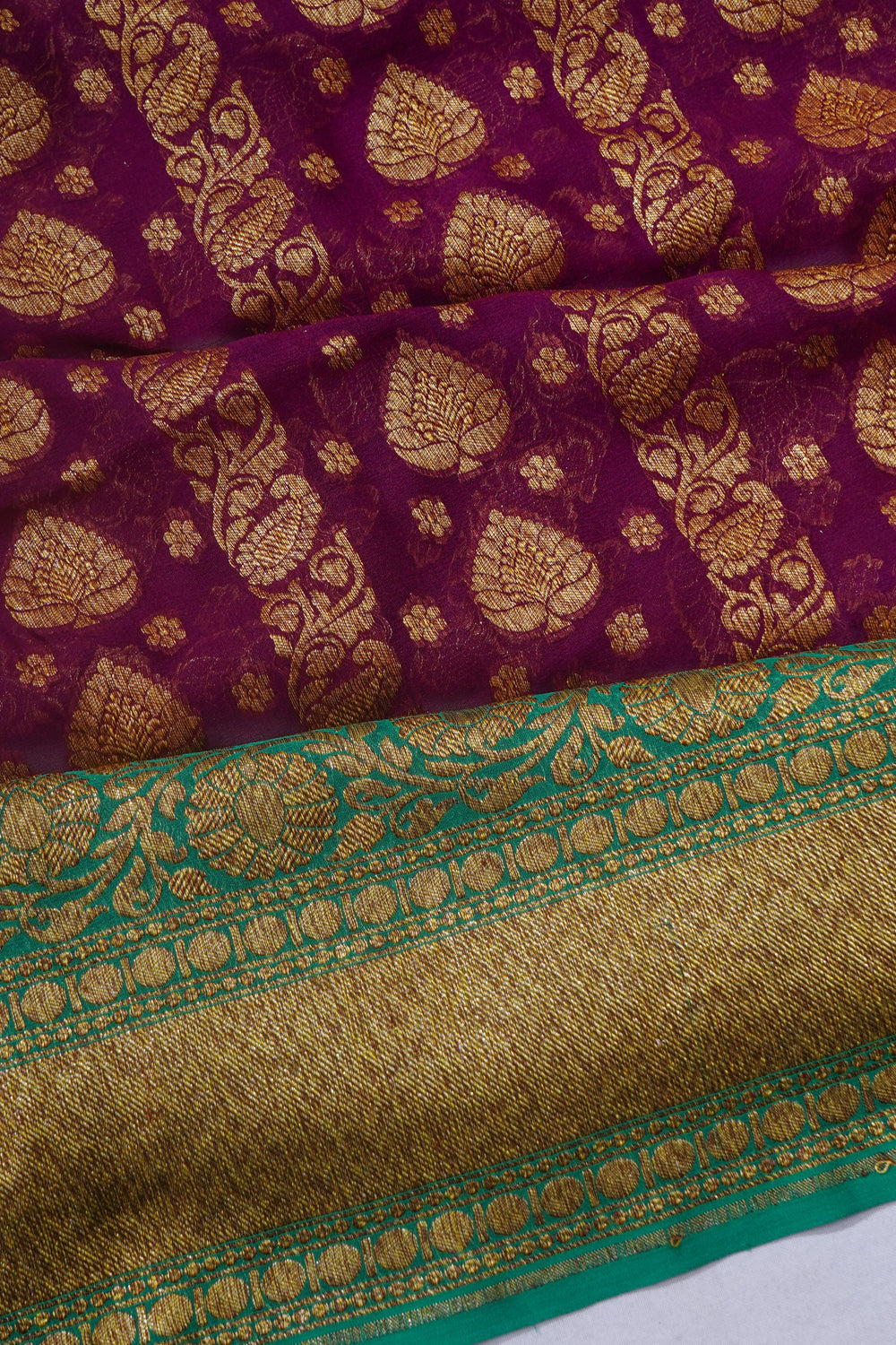 Banarasi Georgette Brocade Purple Saree
