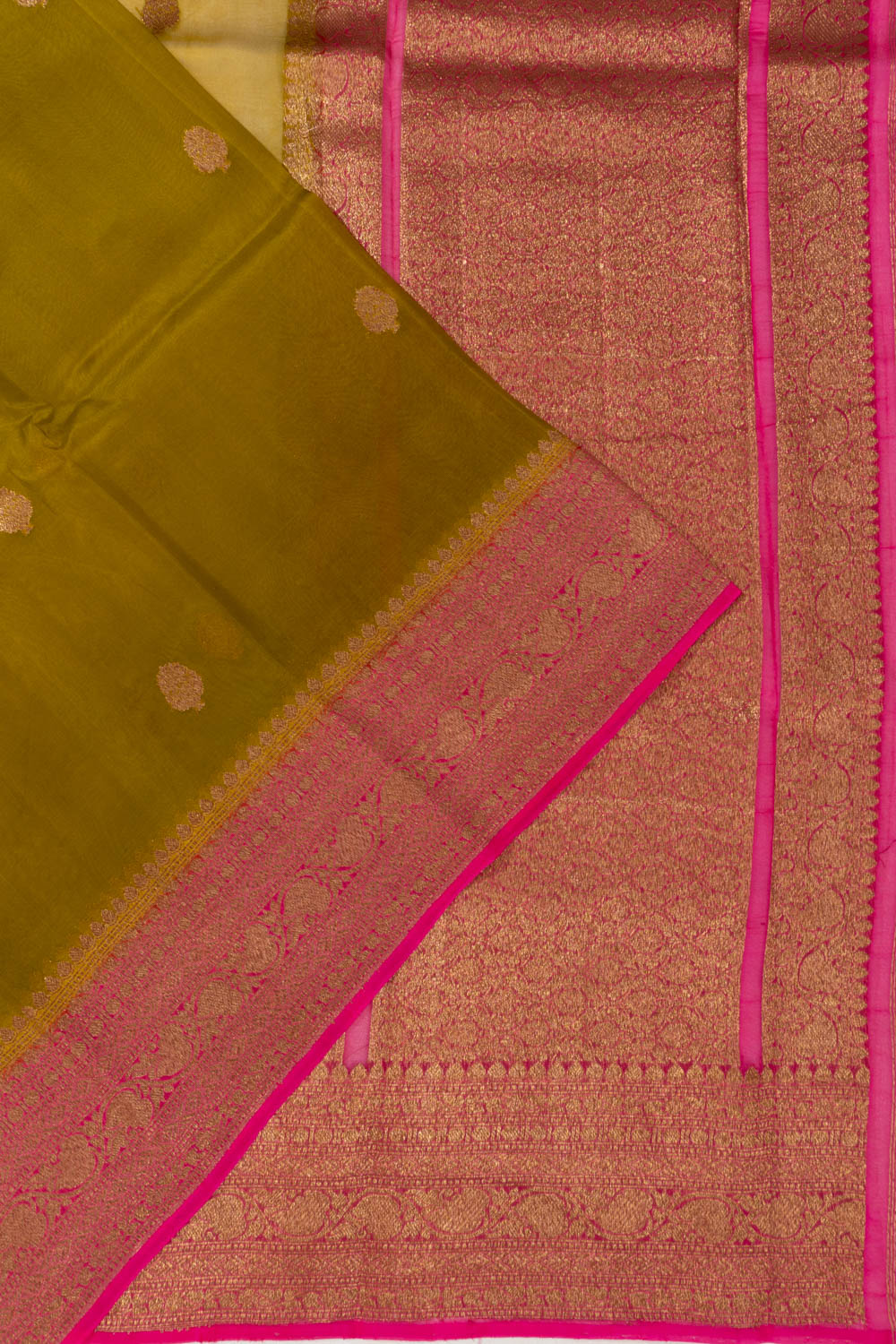 Banarasi Kora Organza Butta Mehendi Green Saree