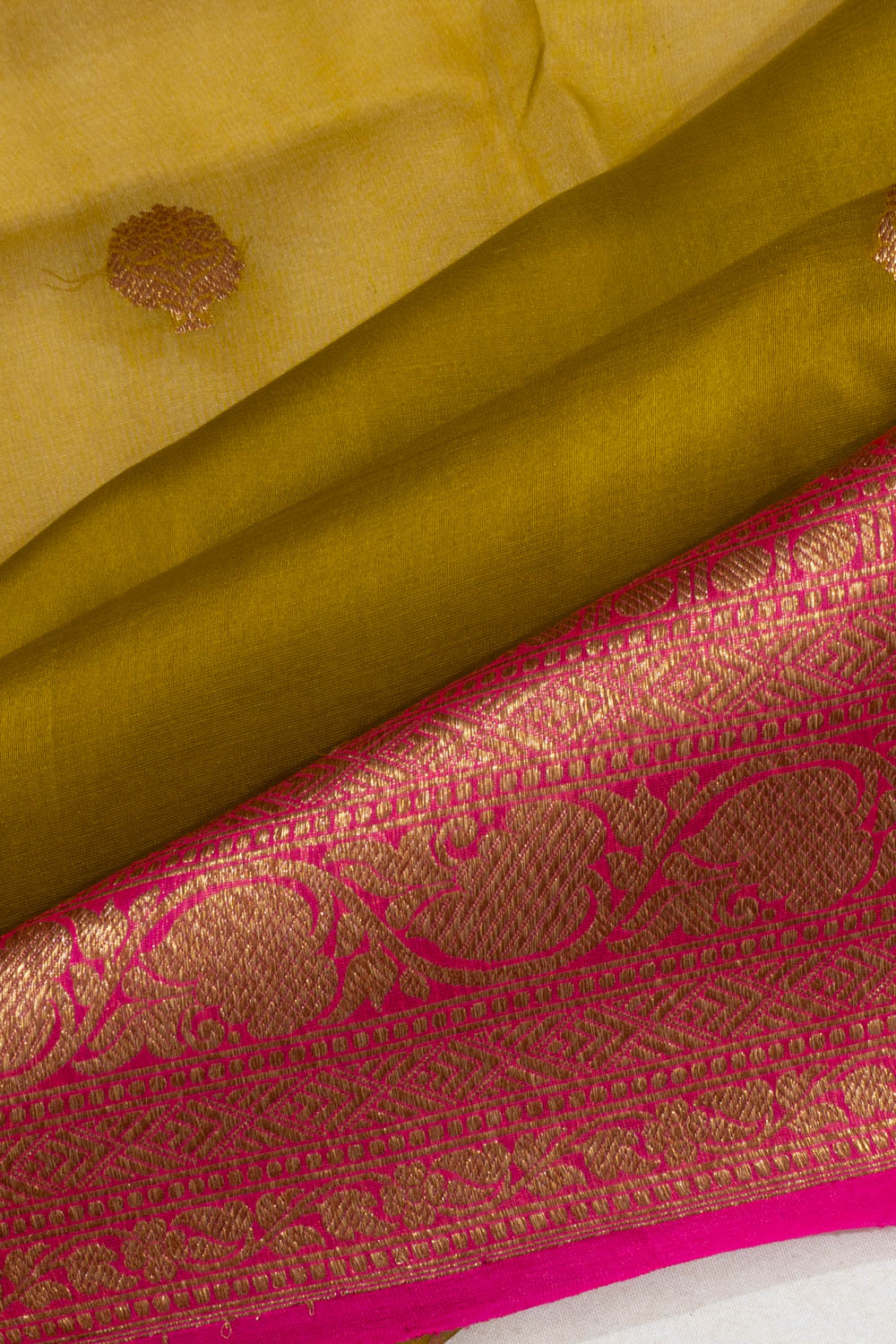 Banarasi Kora Organza Butta Mehendi Green Saree