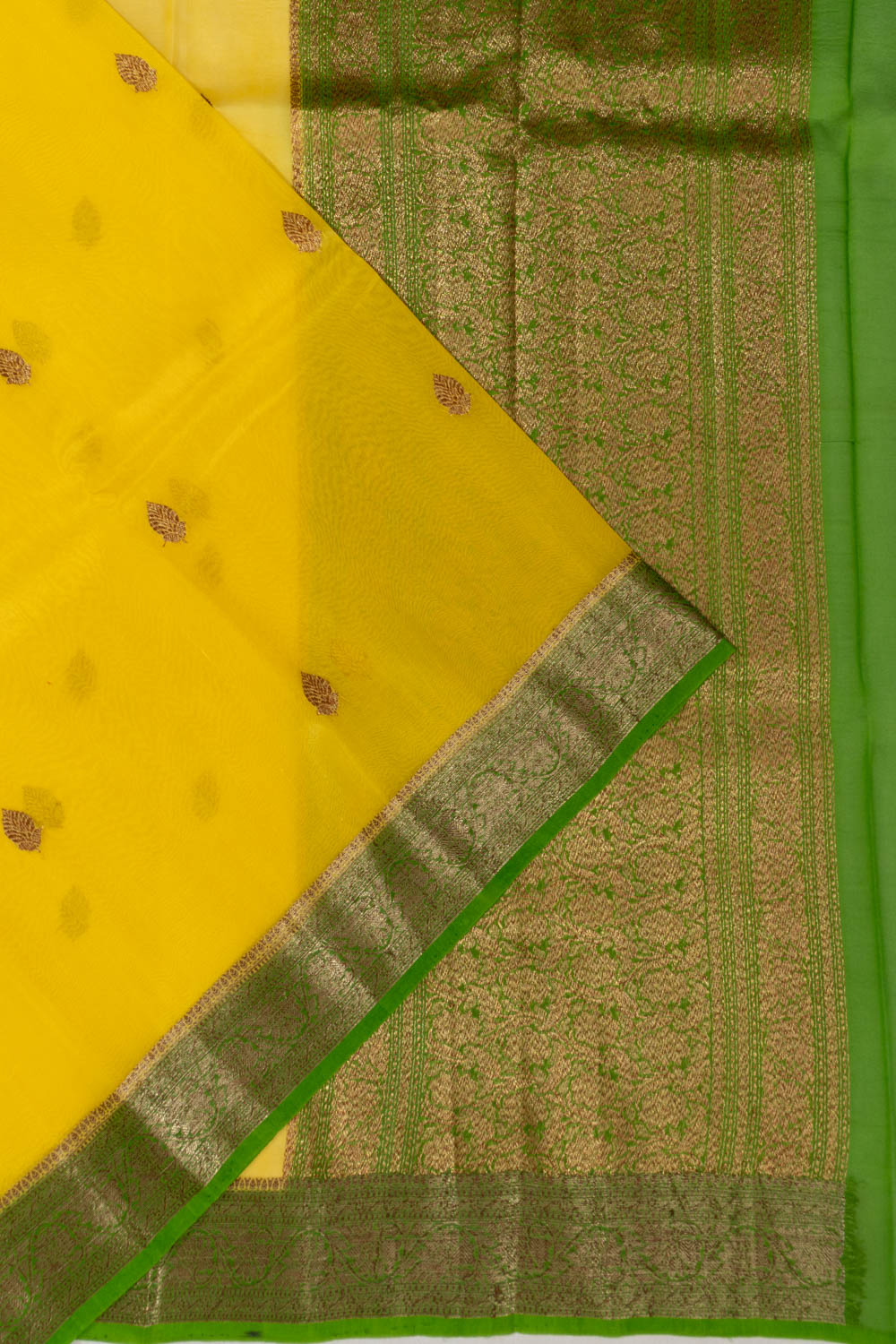 Banarasi Kora Organza Butta Lemon Yellow Saree