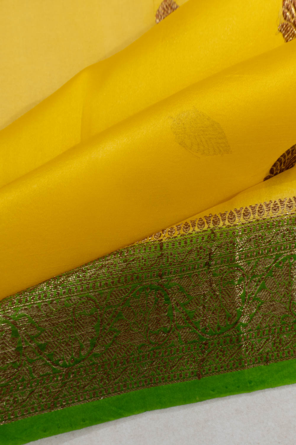 Banarasi Kora Organza Butta Lemon Yellow Saree