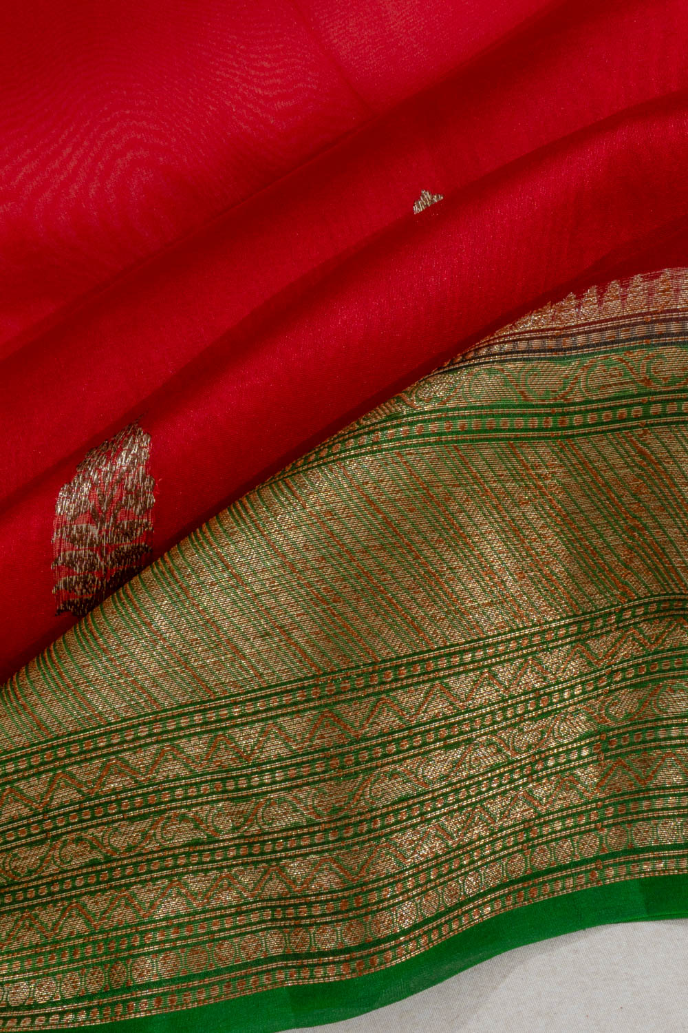 Banarasi Kora Organza Butta Red Saree