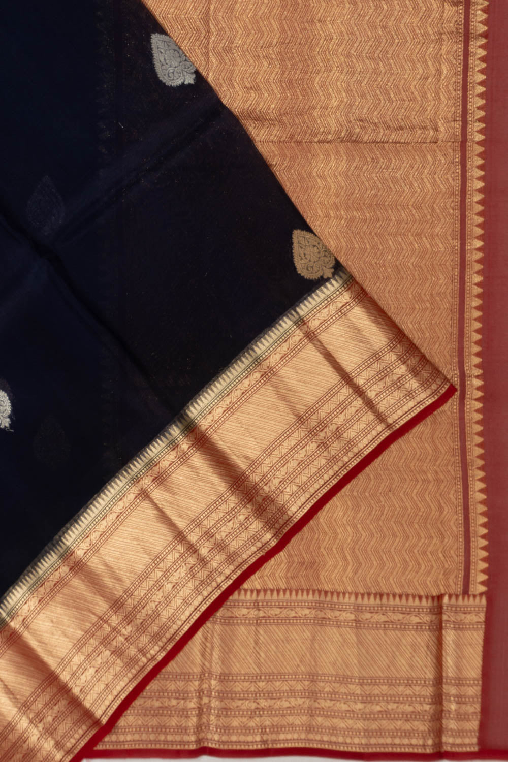 Banarasi Kora Organza Butta Navy Blue Saree
