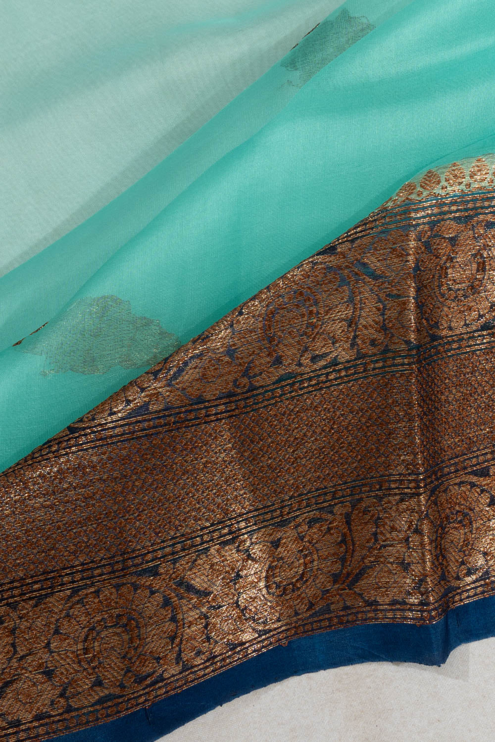 Banarasi Kora Organza Butta Sea Blue Saree