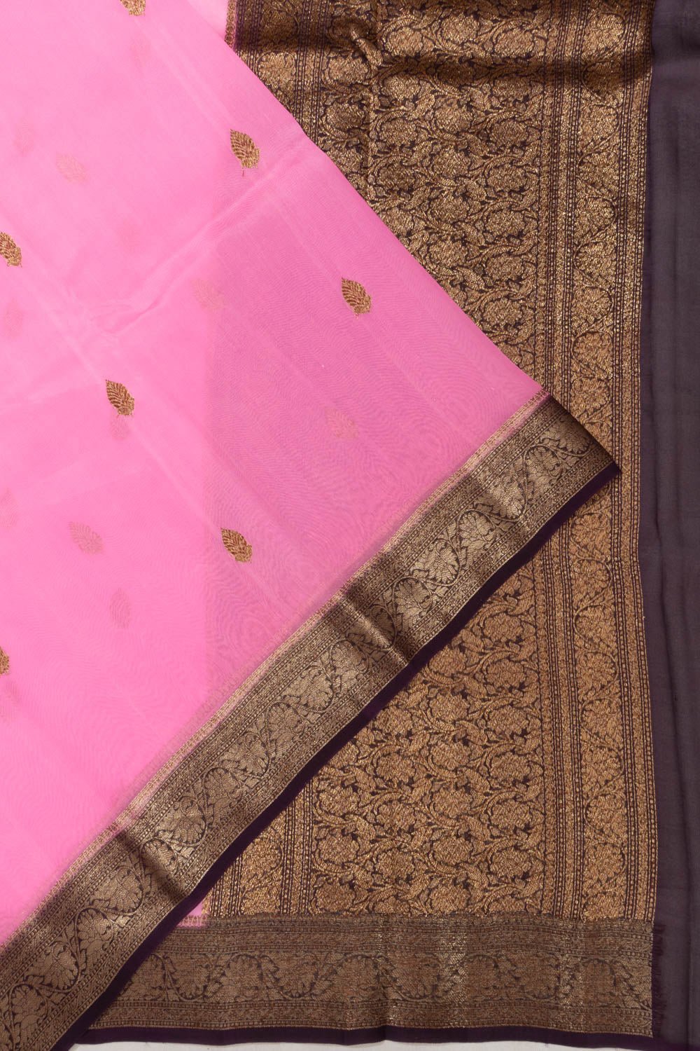 Banarasi Kora Organza Butta Baby Pink Saree