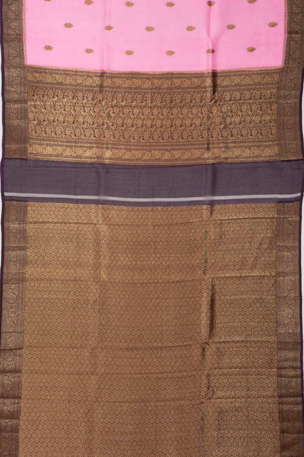 Banarasi Kora Organza Butta Baby Pink Saree