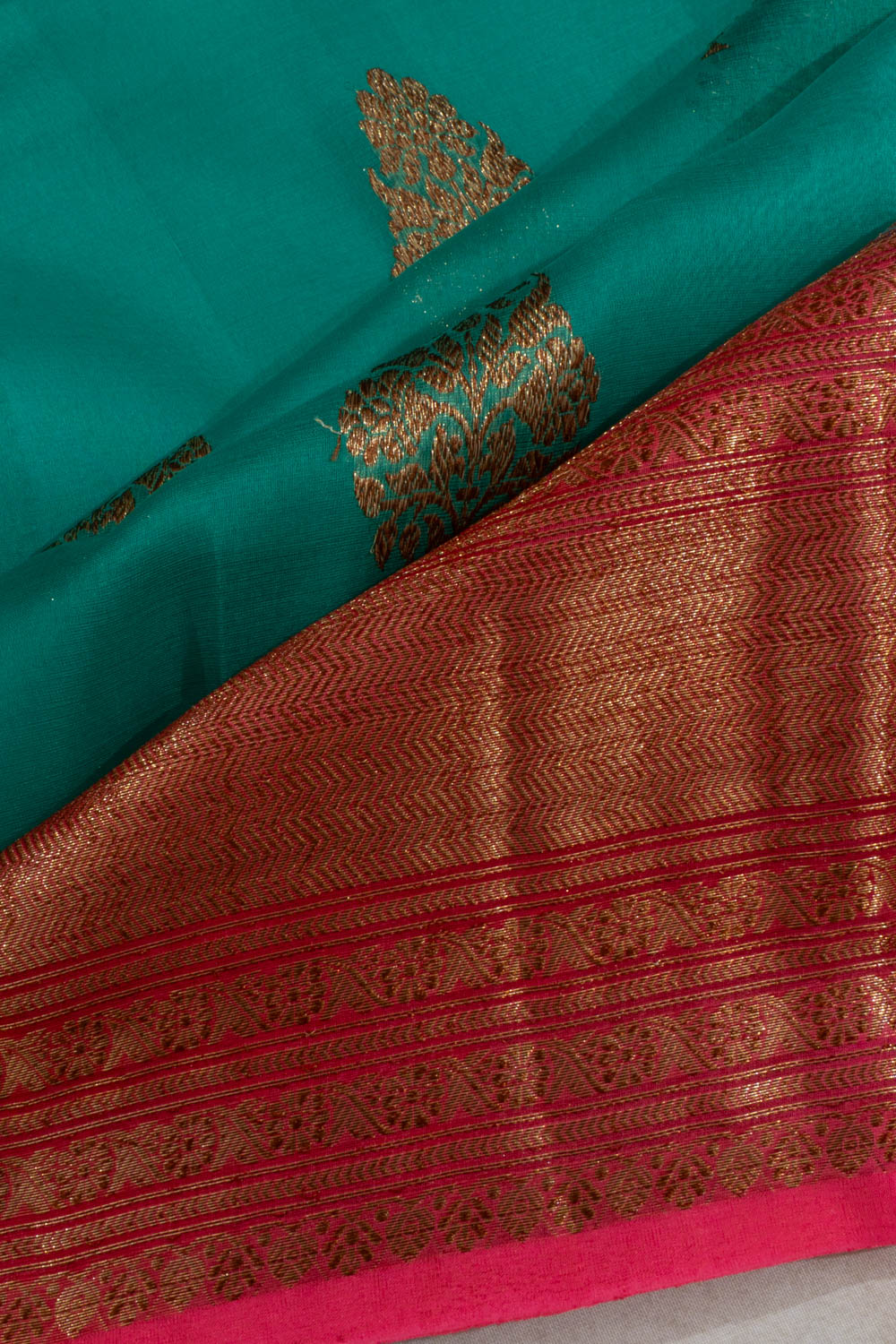 Banarasi Kora Organza Butta Sea Green Saree