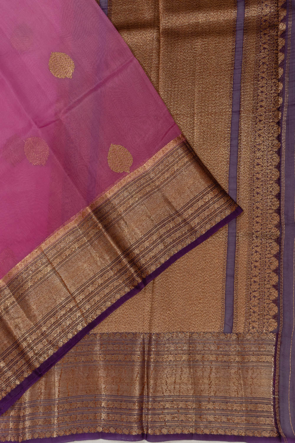 Banarasi Kora Organza Butta Pink Saree