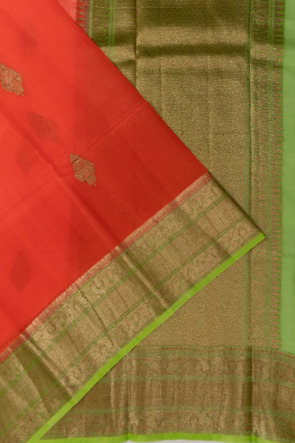 Banarasi Kora Organza Butta Orange Saree