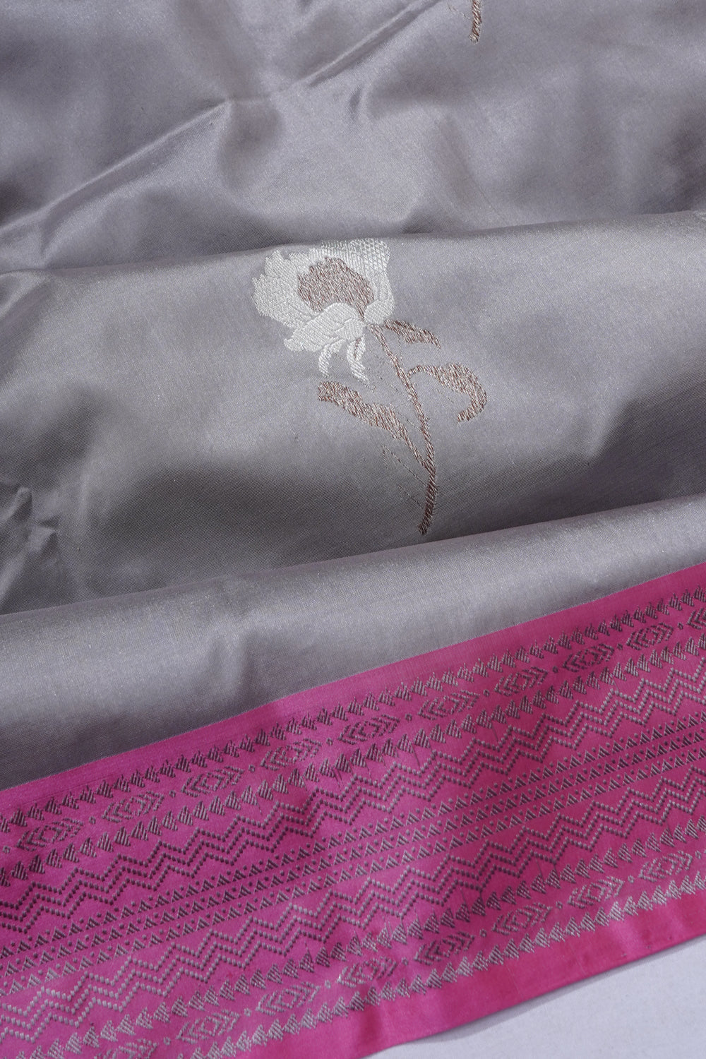 Banarasi Katan Silk Butta Grey Saree