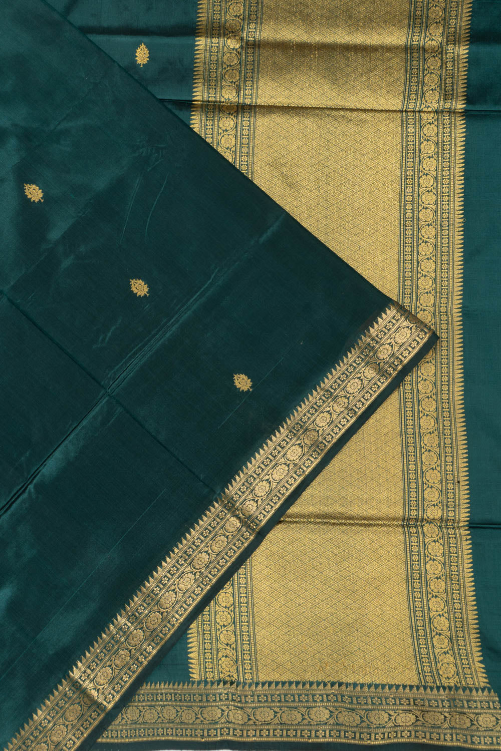 Banarasi Silk Butta Dark Green Saree
