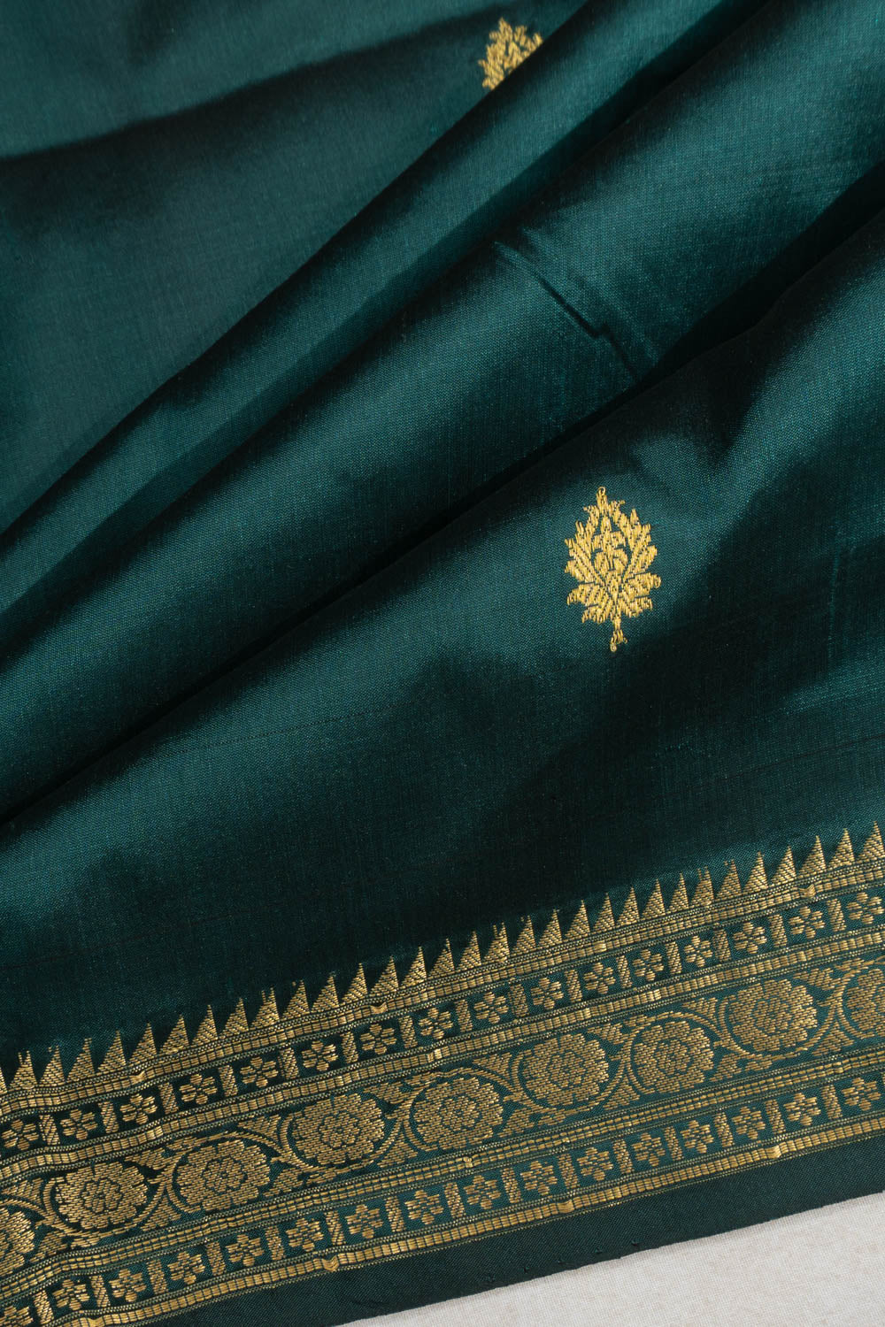 Banarasi Silk Butta Dark Green Saree