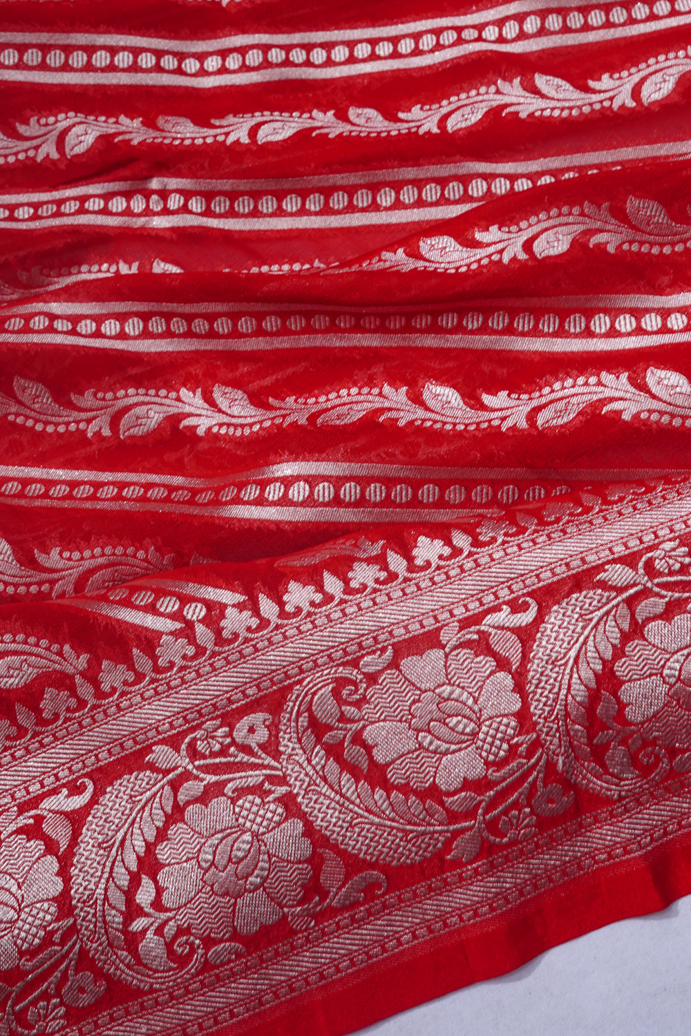 Banarasi Georgette Brocade Red Saree