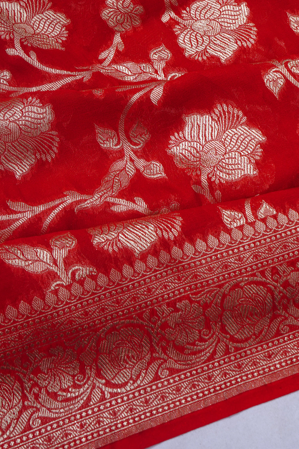 Banarasi Georgette Jaal Red Saree