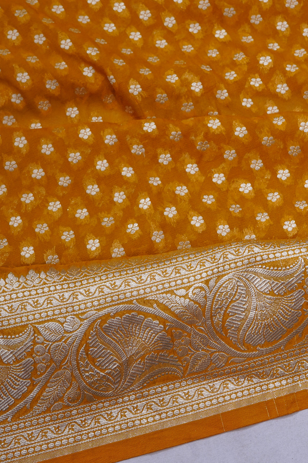 Banarasi Georgette Butta Yellow Saree