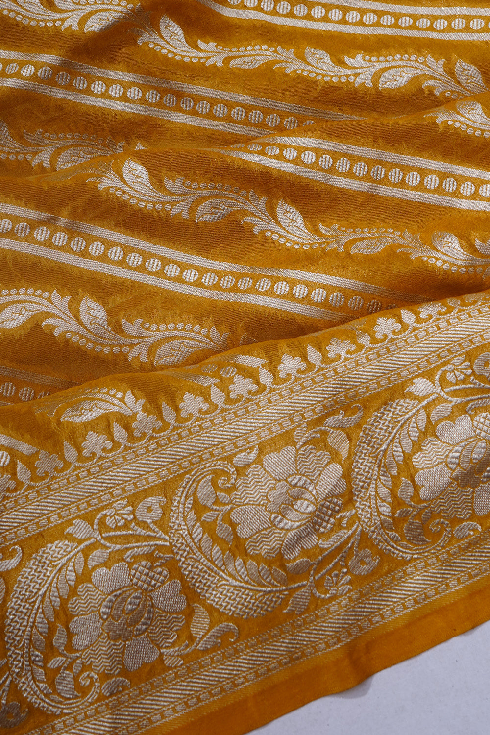 Banarasi Georgette Brocade Yellow Saree