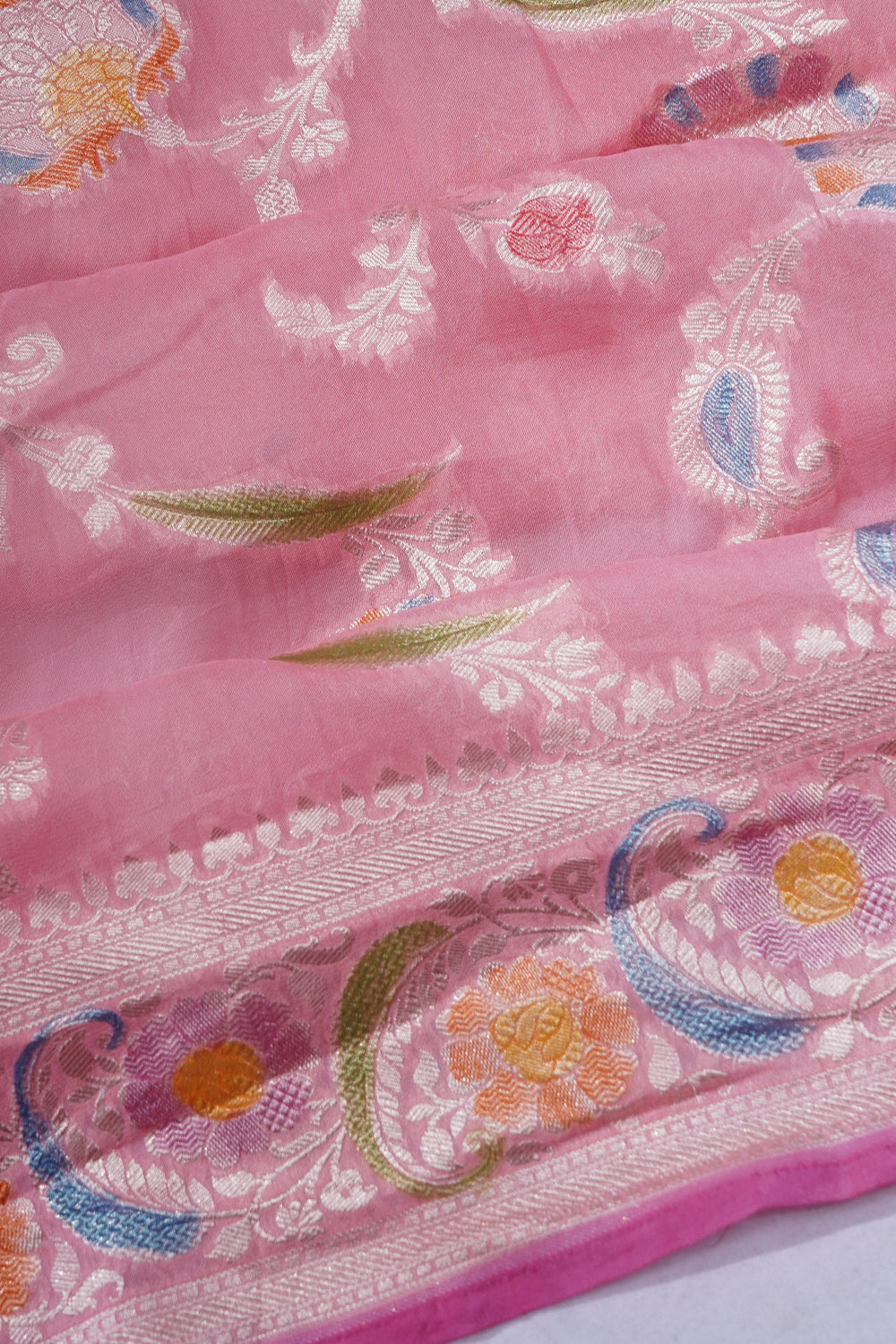 Banarasi Georgette Jaal Baby Pink Saree