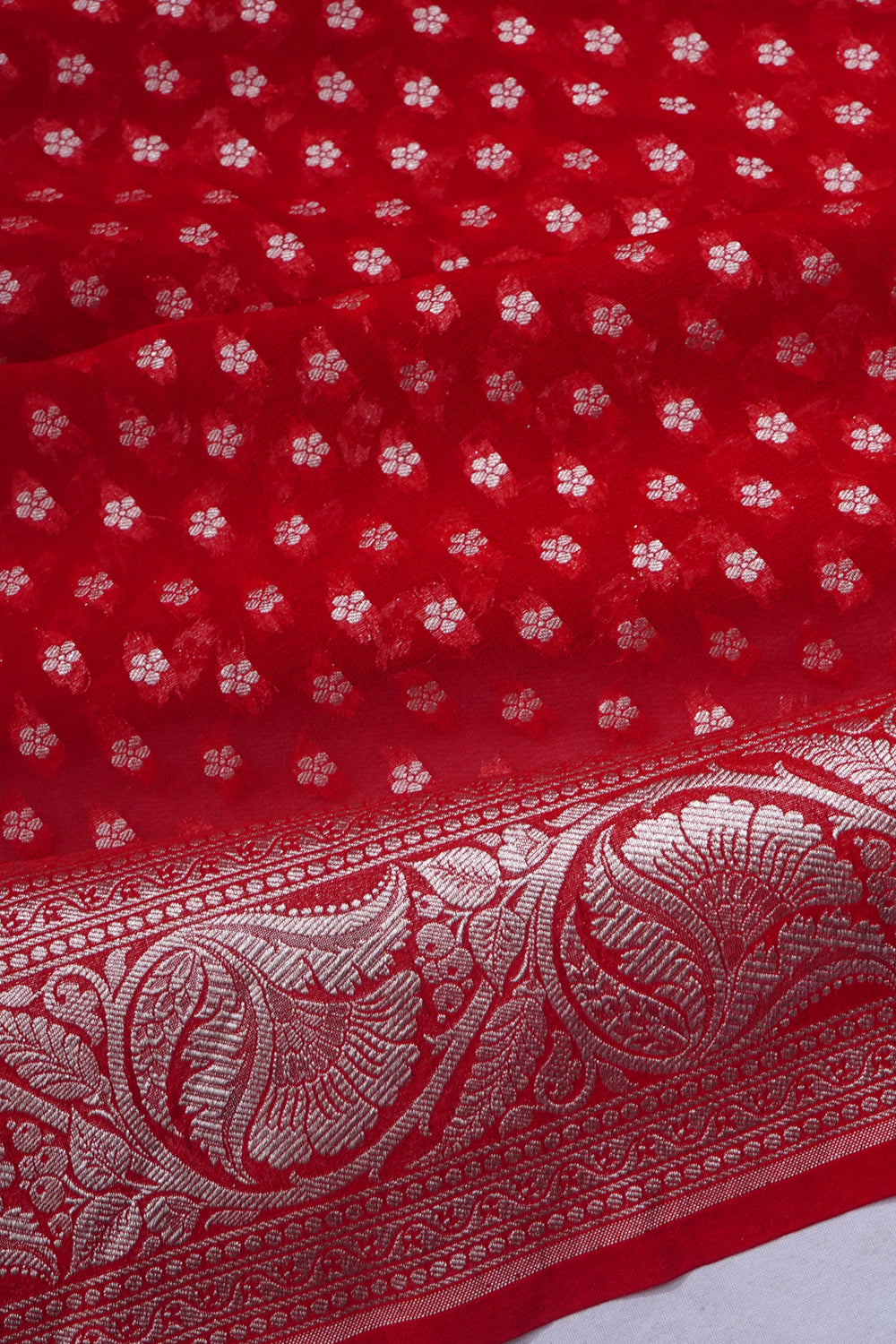 Banarasi Georgette Butta Red Saree