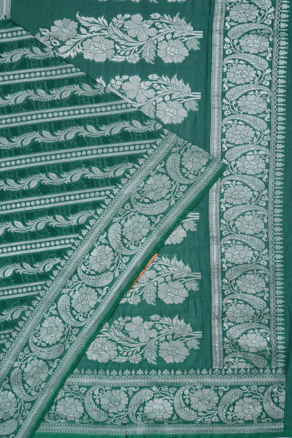 Banarasi Georgette Brocade Dark Green Saree