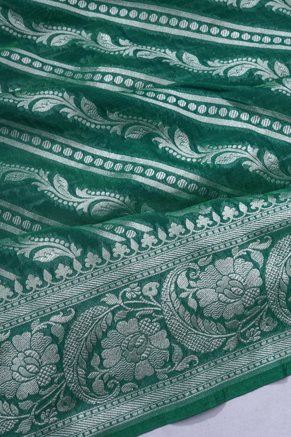 Banarasi Georgette Brocade Dark Green Saree