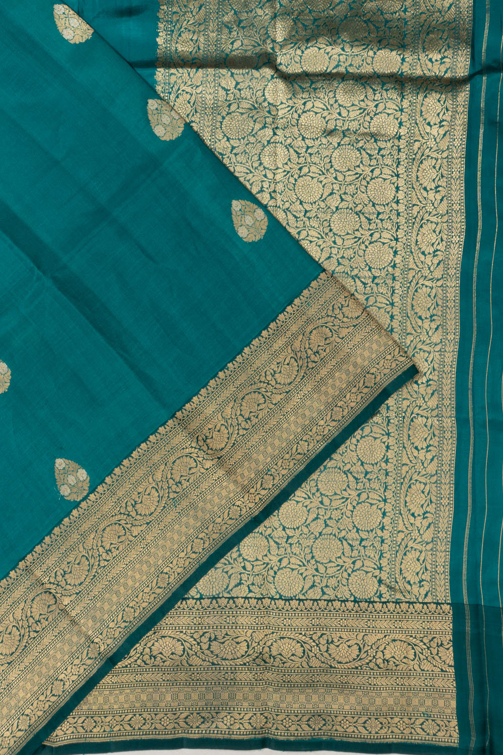 Banarasi Silk Butta Teal Blue Saree