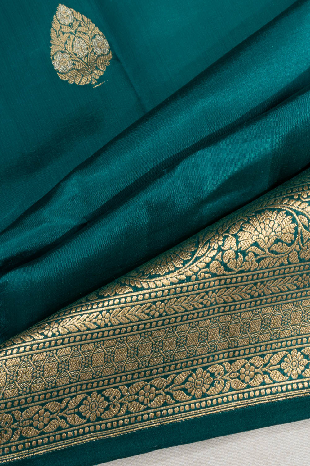 Banarasi Silk Butta Teal Blue Saree