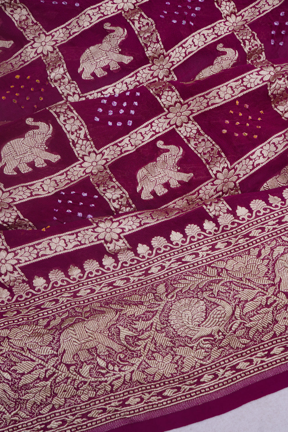 Banarasi Georgette Bandhani Purple Saree