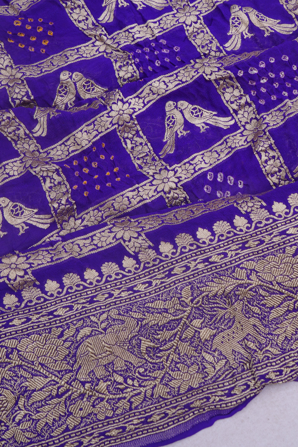 Banarasi Georgette Bandhani Royal Blue Saree