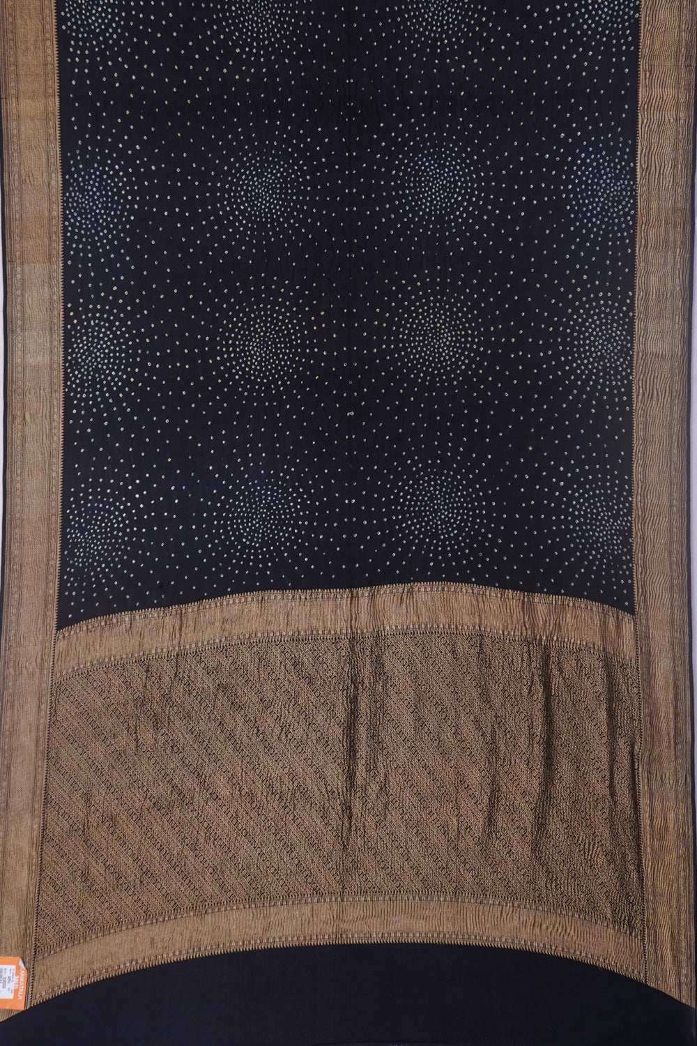 Banarasi Georgette Bandhani Half And Half Black Saree