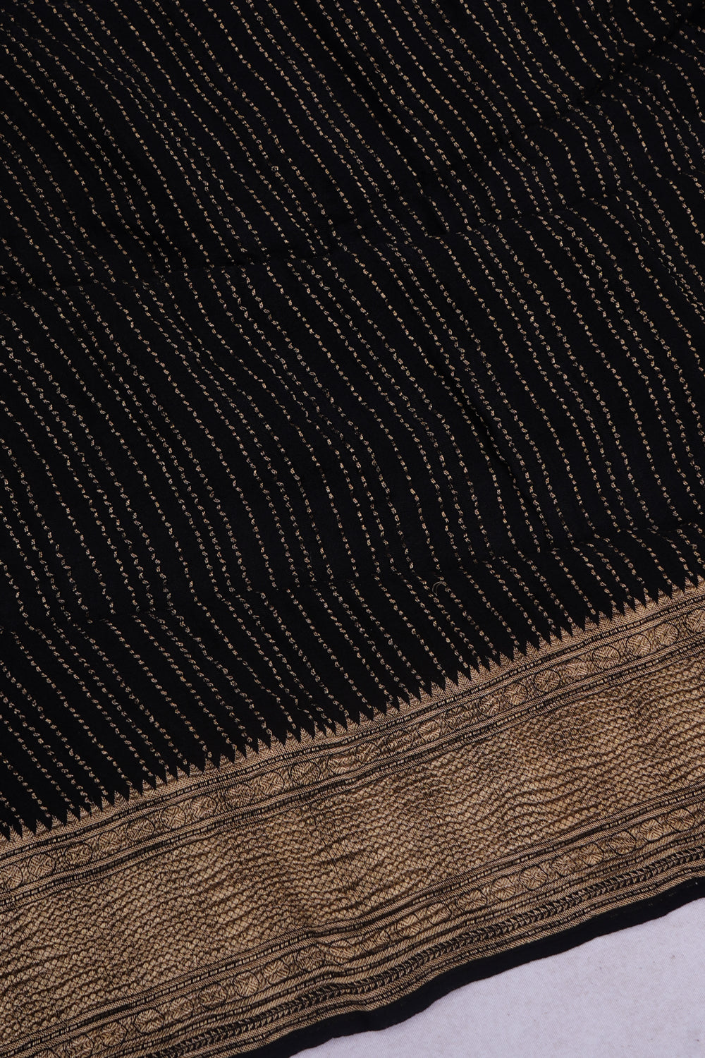 Banarasi Georgette Bandhani Half And Half Black Saree