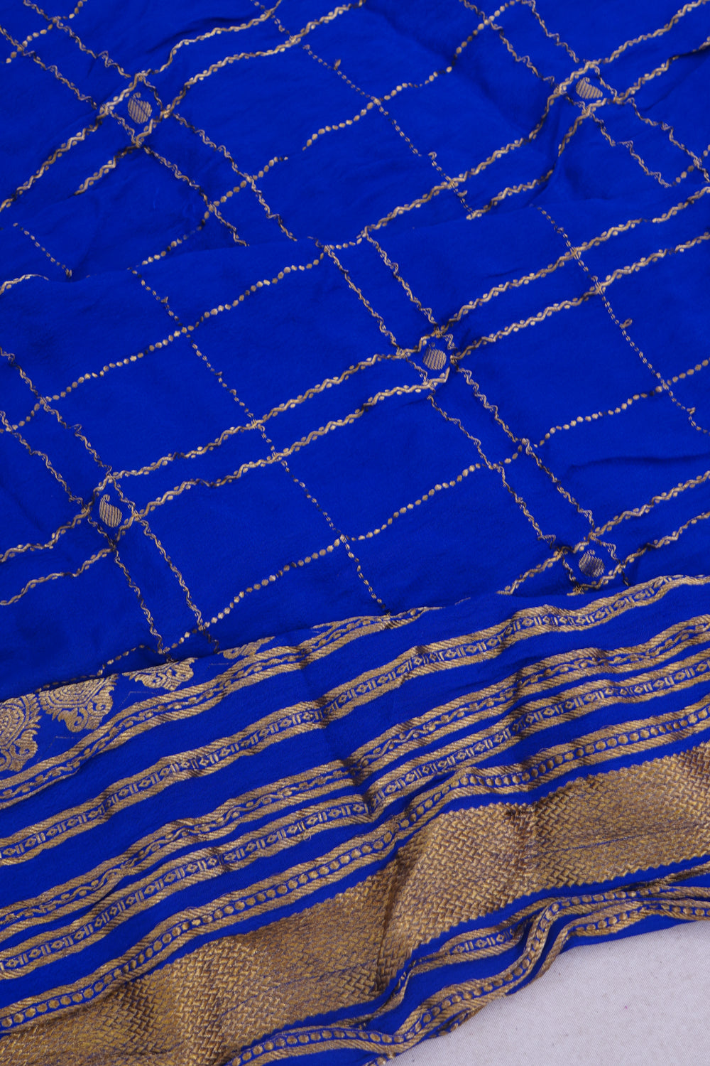 Banarasi Georgette Bandhani Royal Blue Saree
