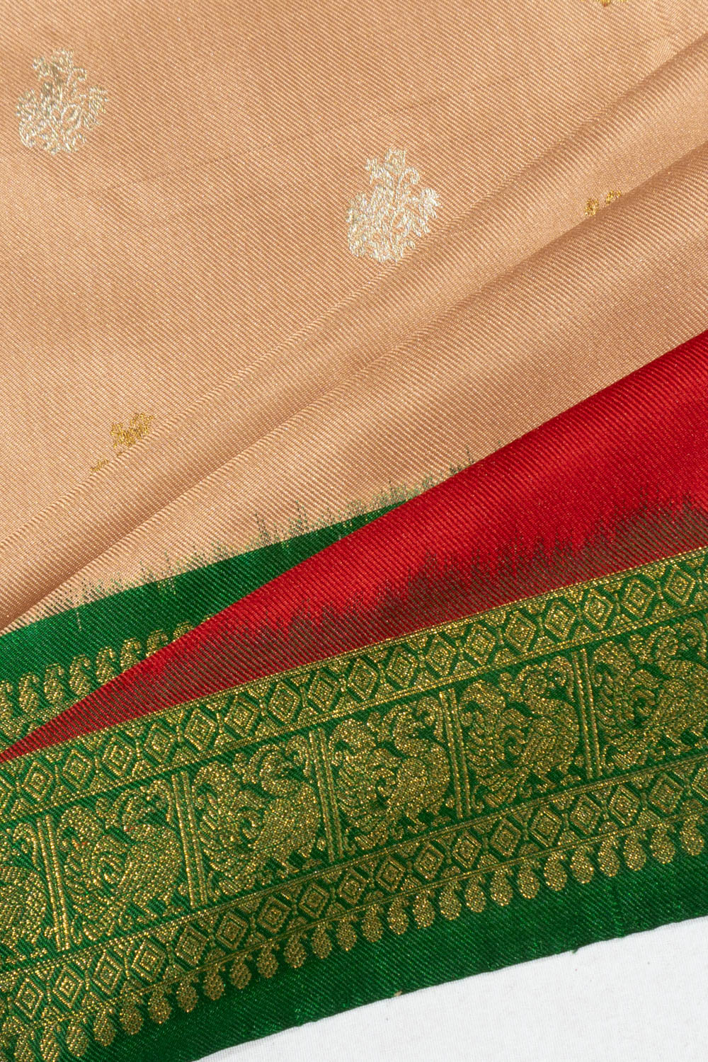 Kanchipuram Silk Twill Butta Pastel Brown Saree