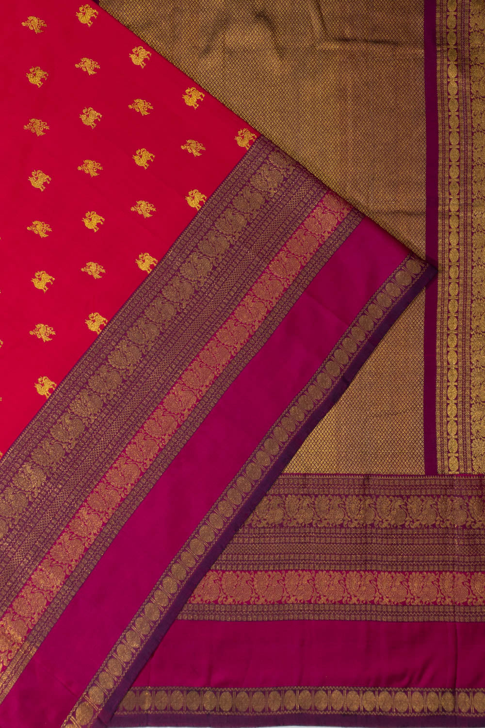 Kanchipuram Silk Twill Butta Rani Pink Saree