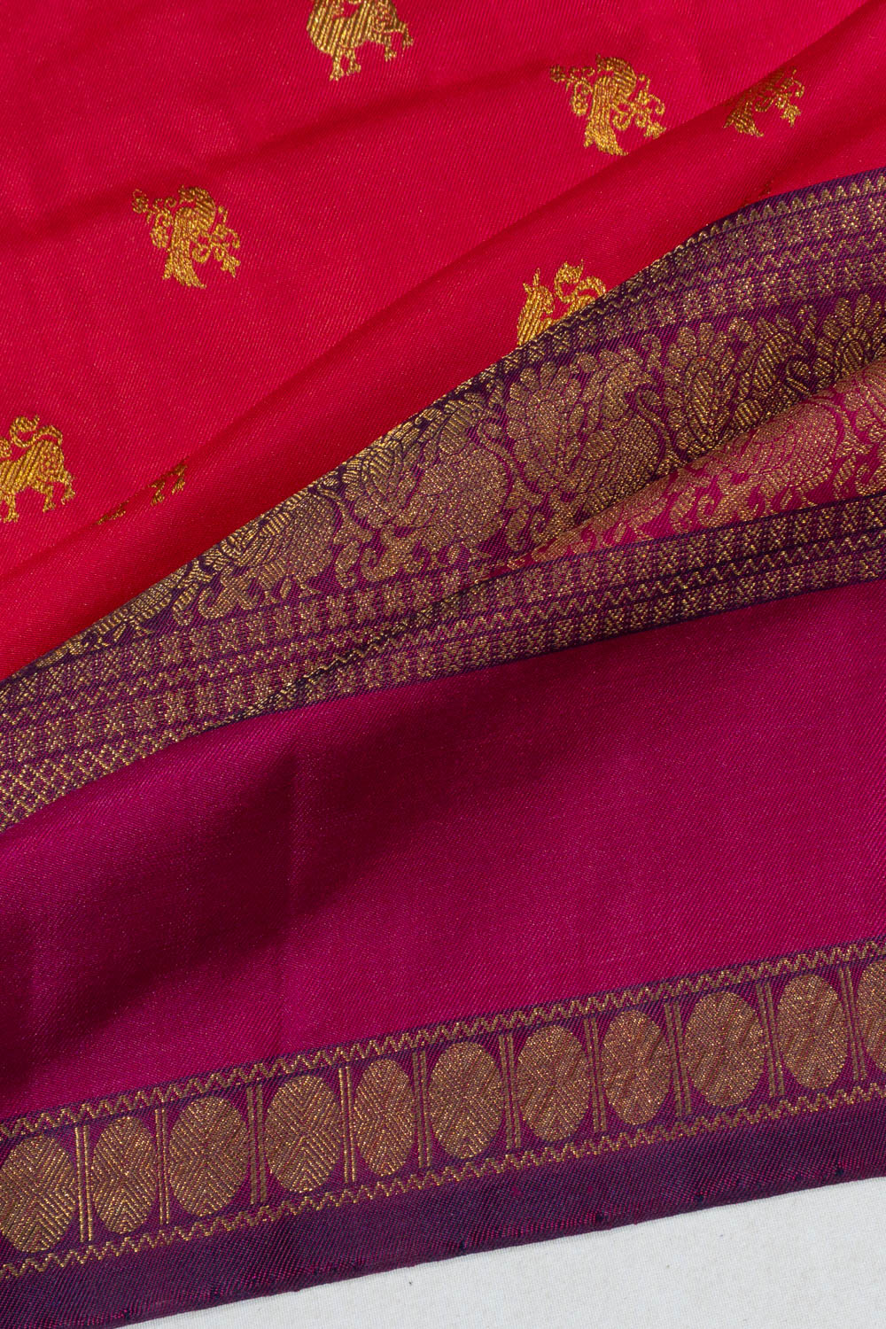 Kanchipuram Silk Twill Butta Rani Pink Saree