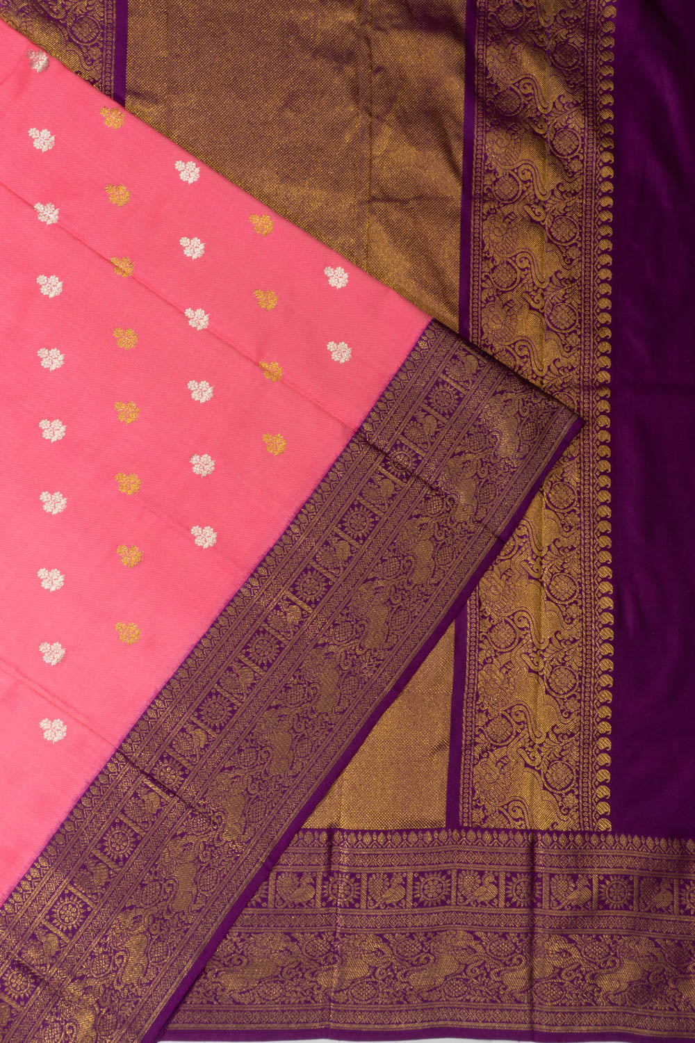 Kanchipuram Silk Twill Butta Pink Saree