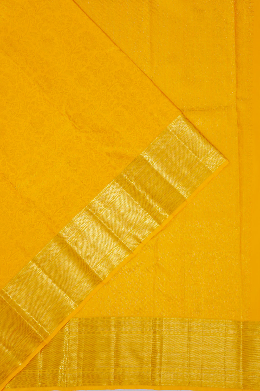 Kanchipuram Silk Brocade Yellow Saree