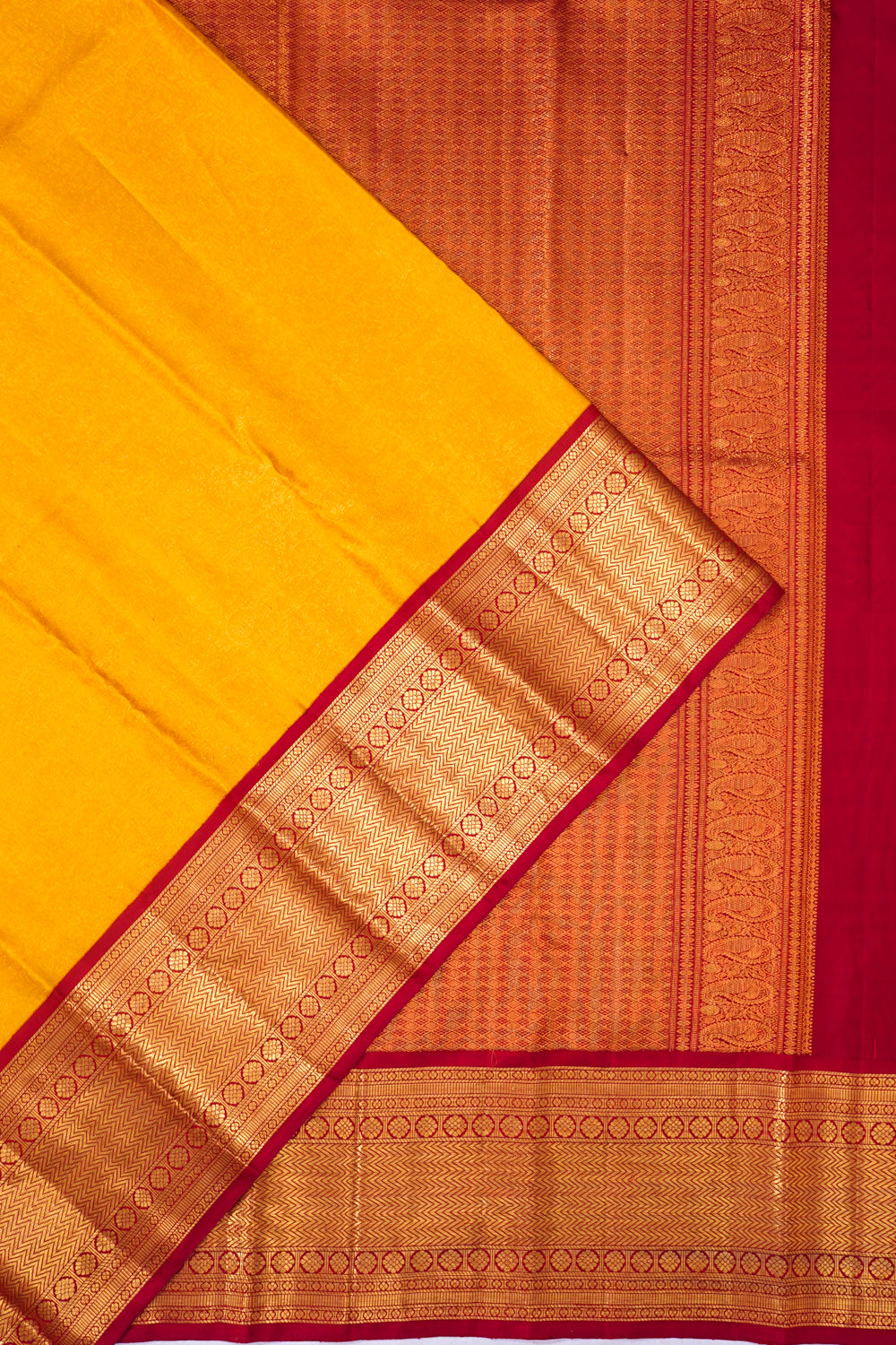 Kanchipuram Silk Brocade Yellow Saree