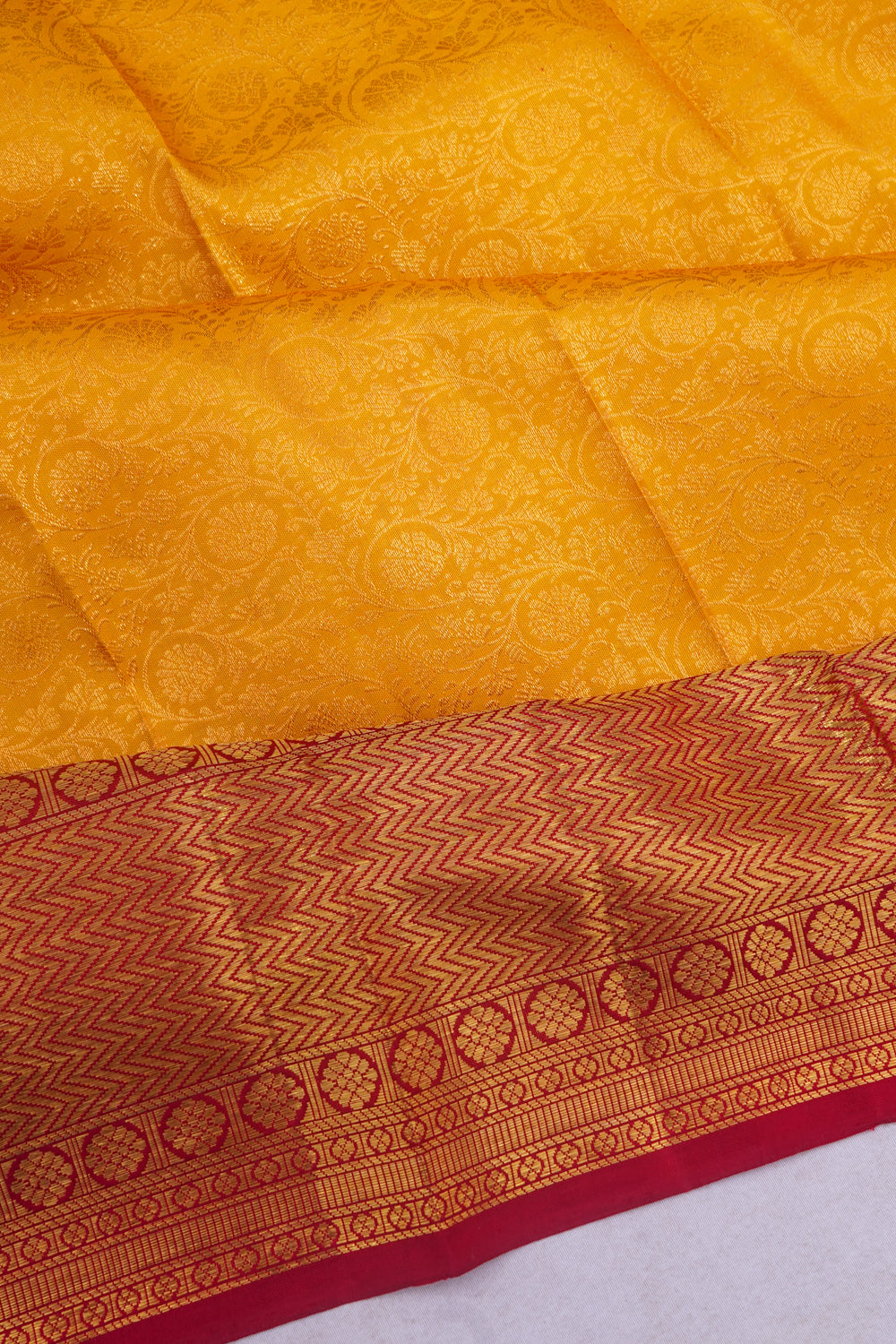 Kanchipuram Silk Brocade Yellow Saree