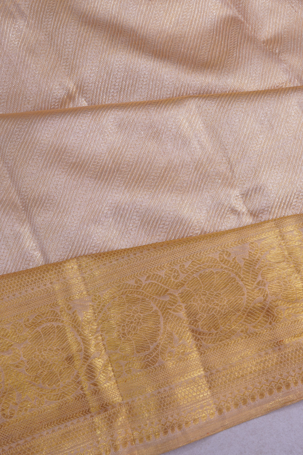Kanchipuram Silk Tissue Broocade Gold Saree