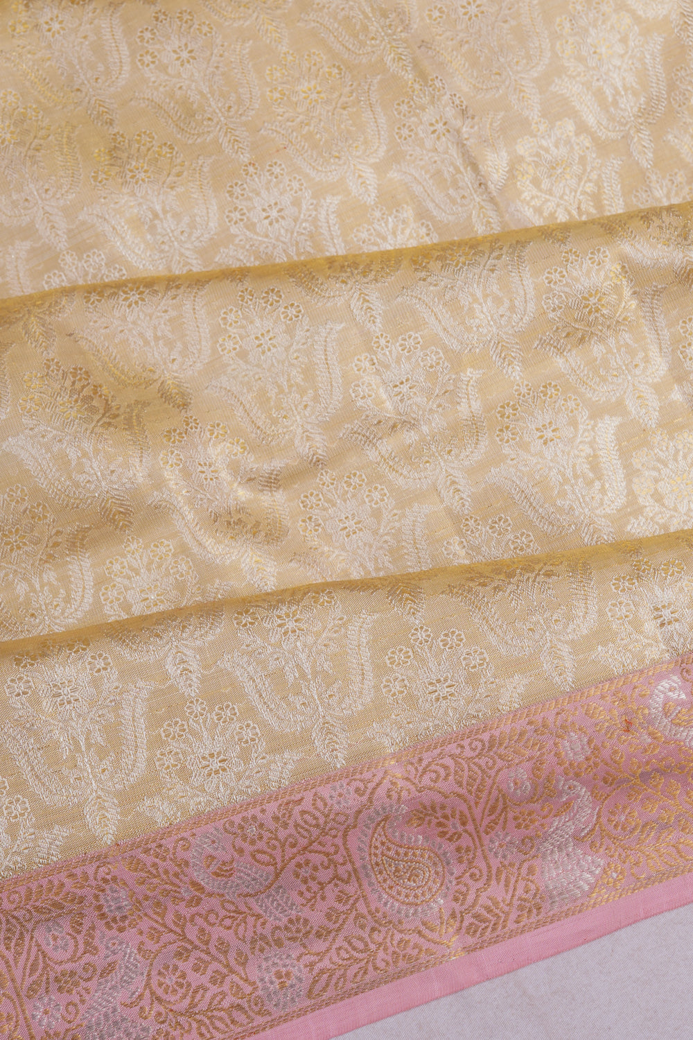 Kanchipuram Silk Tissue Brocade Gold Saree